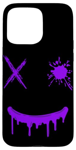 Lila Grunge Smile Lila Farbgrafik Hülle für iPhone 15 Pro Max von Match Purple Color Graphic Tee