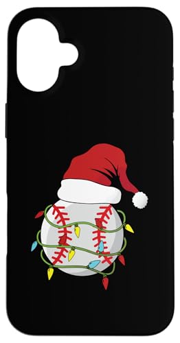 Hülle für iPhone 16 Plus Baseball Weihnachtsbeleuchtung Weihnachtsmannmütze Xmas von Matching Christmas Friends Family Sport