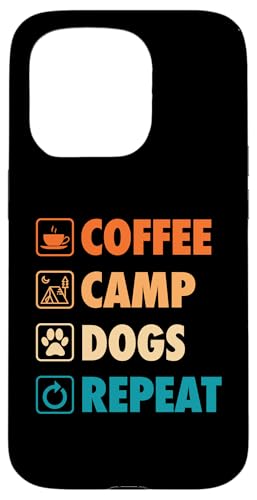 Hülle für iPhone 15 Pro Coffee Camp Dogs wiederholen das Leben Einfache grundlegende Camping-Symbole von Matching Family Camping and Campfire Essentials