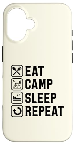 Hülle für iPhone 16 Eat Camp Sleep Repeat Simple Basic Zelt Camping Icons von Matching Family Camping and Campfire Essentials