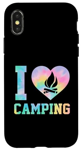 Hülle für iPhone X/XS I Love Camping I Heart Camping Heart Bonfire Grafik von Matching Family Camping and Campfire Essentials