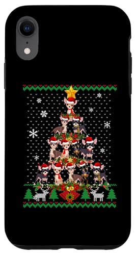 Hülle für iPhone XR Chihuahua Weihnachtsbaum Hund Liebhaber Weihnachtsbeleuchtung Pyjama von Matching Family Christmas Ugly Sweater Dog Breeds