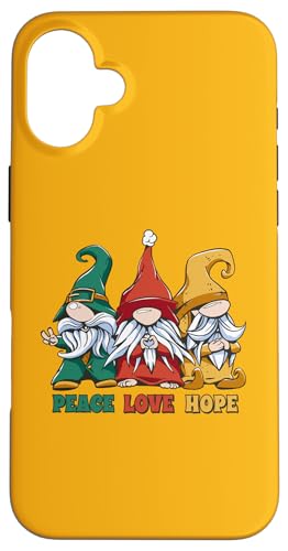 Hülle für iPhone 16 Plus Drei lustige und bunte Zwerge - Friede, Liebe, Hoffnung! von Matching Gnome Family Christmas Shirts & Gifts