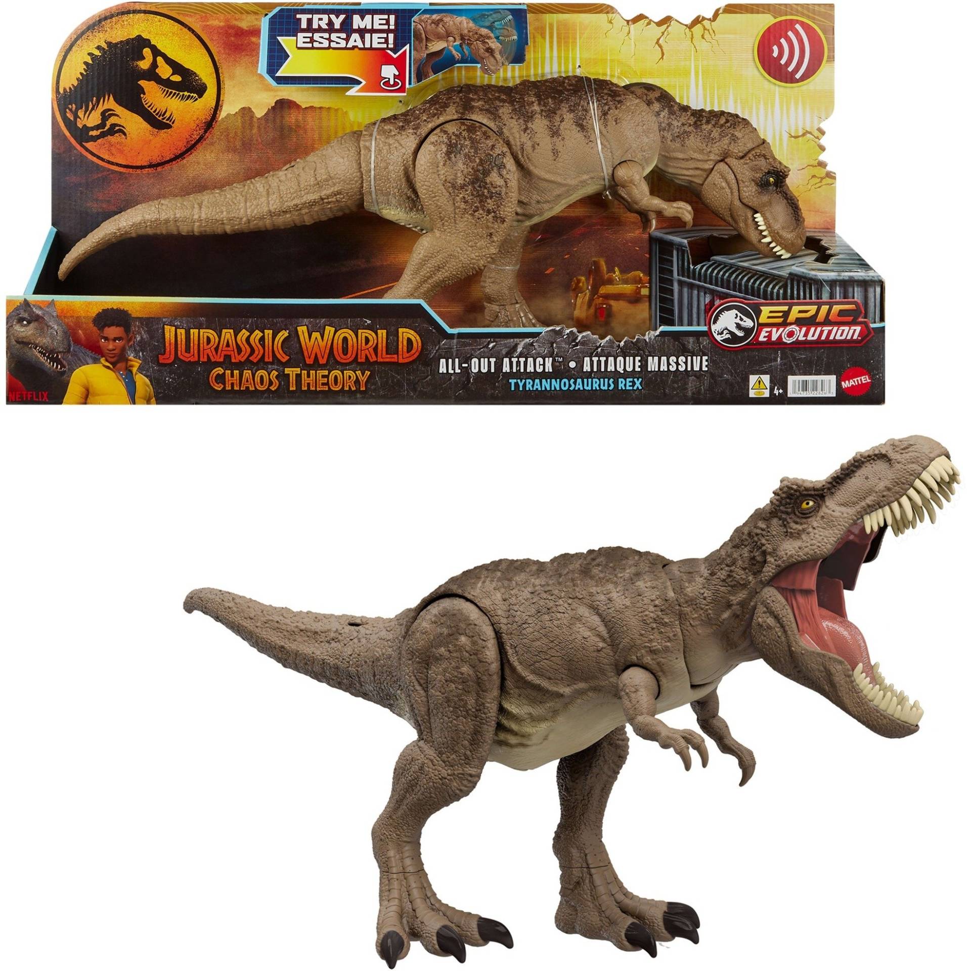 Jurassic World All-Out Attack Tyrannosaurus Rex, Spielfigur von Mattel