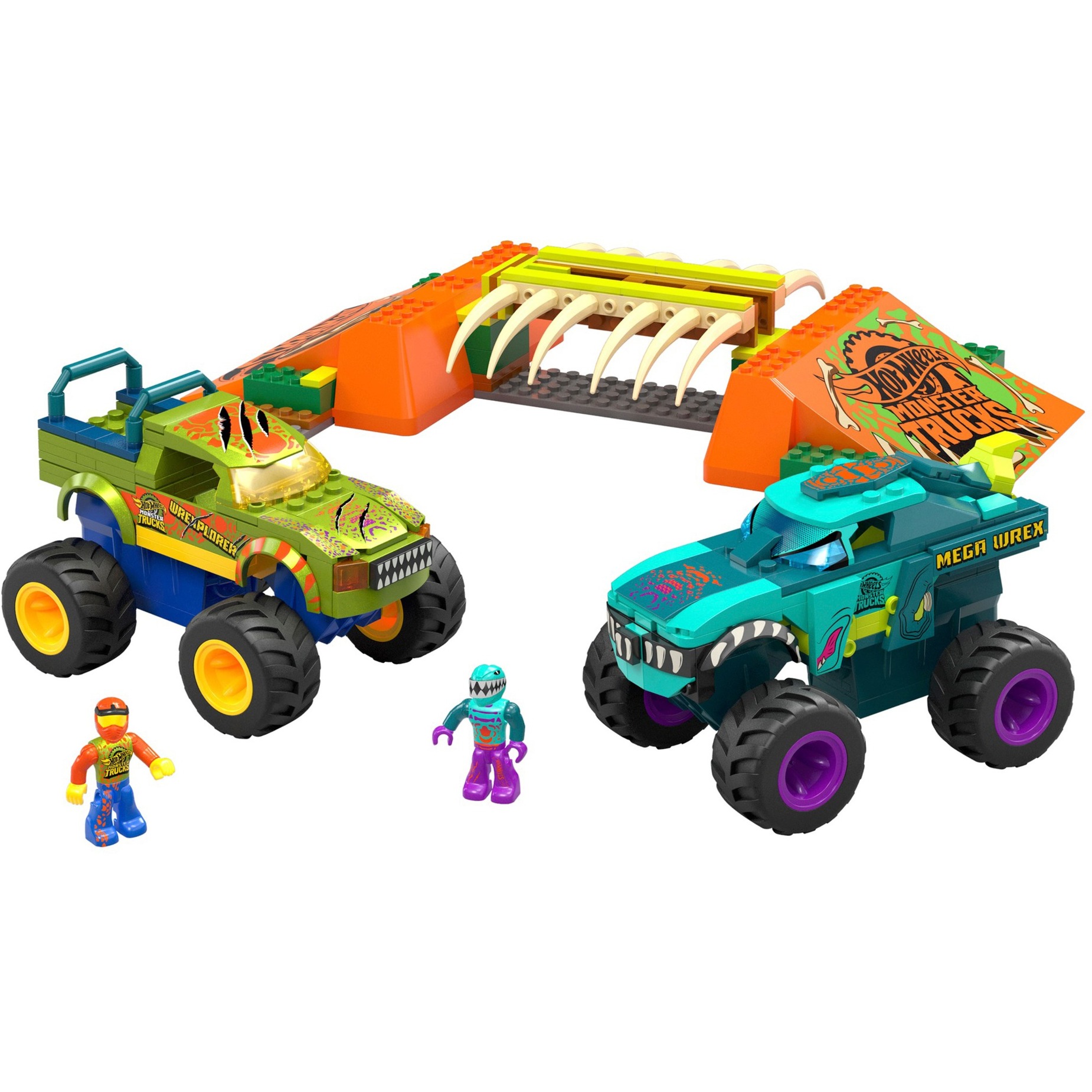 MEGA Hot Wheels Monster Trucks Mega-Wrex Knochen Crash Stuntbahn, Konstruktionsspielzeug von Mattel