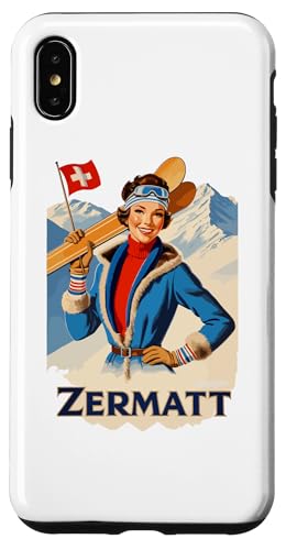 Hülle für iPhone XS Max Zermatt Vintage Retro Design Geschenkidee Männer Frauen von Matterhorn Swiss Mountain