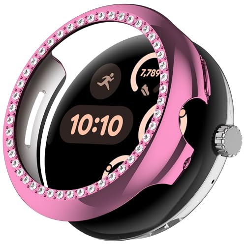 Maucoray Schutzhülle kompatibel mit Google Pixel Watch 3 41 mm/45 mm, harte PC-Schutzhülle, kratzfeste Uhrenschale, Stoßfänger (Rosa, 41 mm) von Maucoray