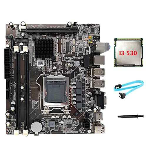 Mauedest H55 Motherboard LGA1156 unterstützt I3 530 I5 760 Series CPU DDR3 Speicher Motherboard + I3 530 CPU + SATA-Kabel + Wärmeleitpaste von Mauedest