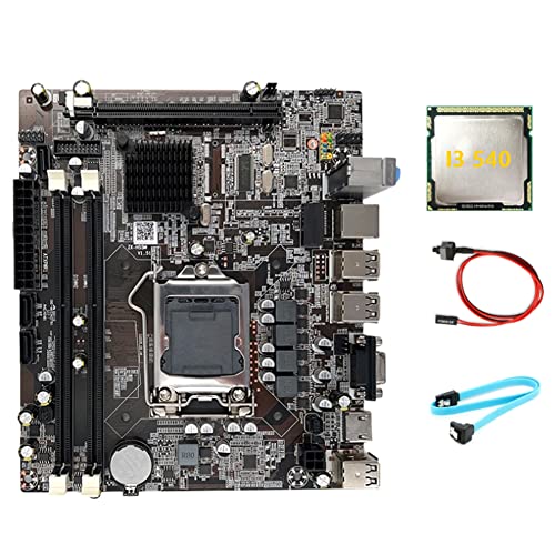 Mauedest H55 Motherboard LGA1156 unterstützt I3 530 I5 760 Series CPU DDR3 Speicher Motherboard + I3 540 CPU + SATA-Kabel + Switch-Kabel von Mauedest