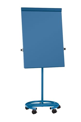 MAUL Flipchart MAULoffice 70x100cm | Mobiles Whiteboard mit 5 Fußrollen und Rundfuß | Magnetische Tafel mit Blockhalter und großer Ablageschale für Marker und Stifte | Höhenverstellbar | Blau von Maul