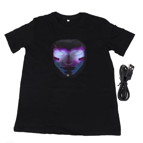 Mavaol LED-T-Shirt, anpassbare RGB-Lichter, animiertes Display, klangreaktiv, App-gesteuert, wiederaufladbarer Akku, Party-Konzert-Outfit (M) von Mavaol