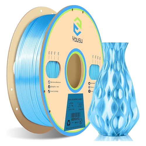 Yousu Silk PLA-Filament 1,75 mm, glänzendes Metallic-Finish, hohe Haftung, robust, vakuumversiegelt, für Figuren und Geschenke (Blau) von Mavaol