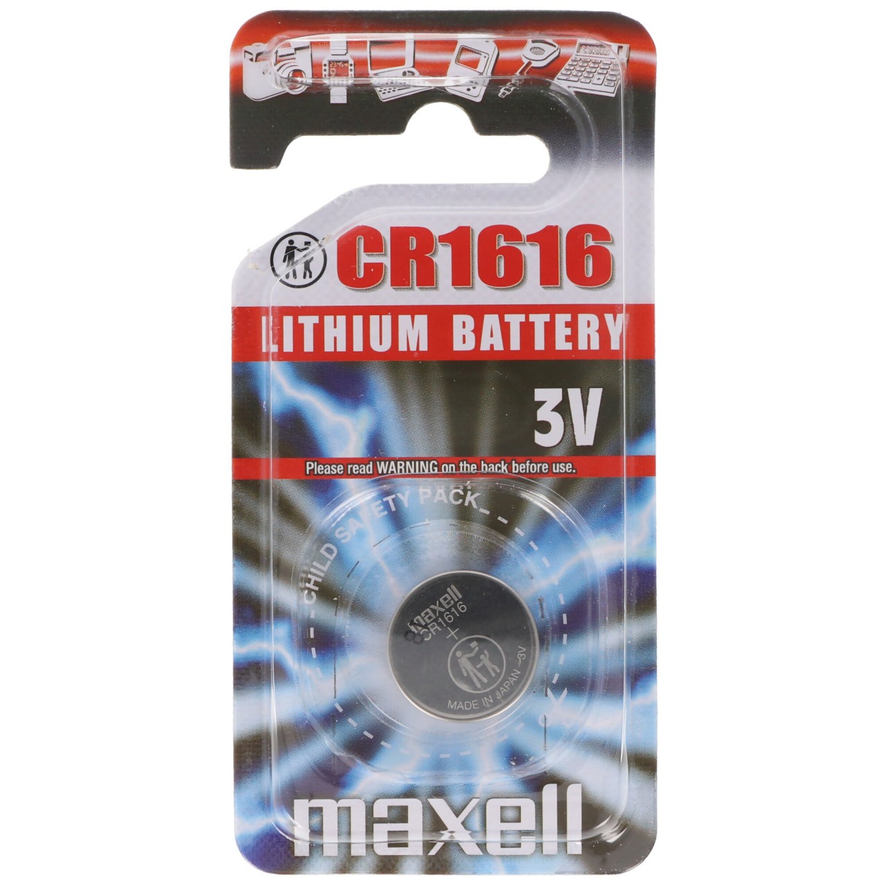 CR1616 Lithium Batterie IEC CR1616 mit 3 Volt und 55mAh von Maxell