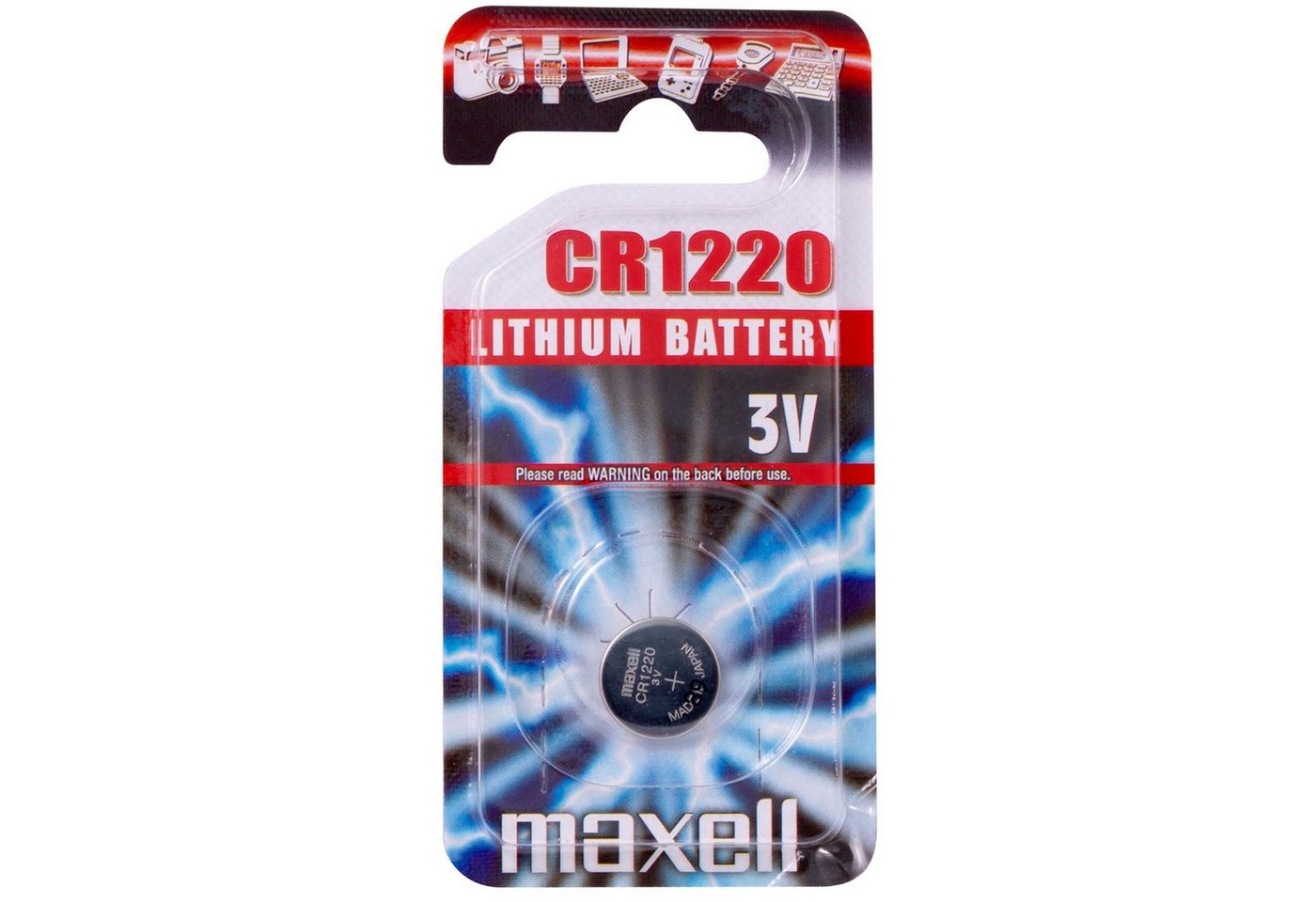 Maxell MAXELL CR1220 Lithium Knopfzelle 3,0Volt 36mAh Batterie, (3 Volt V) von Maxell