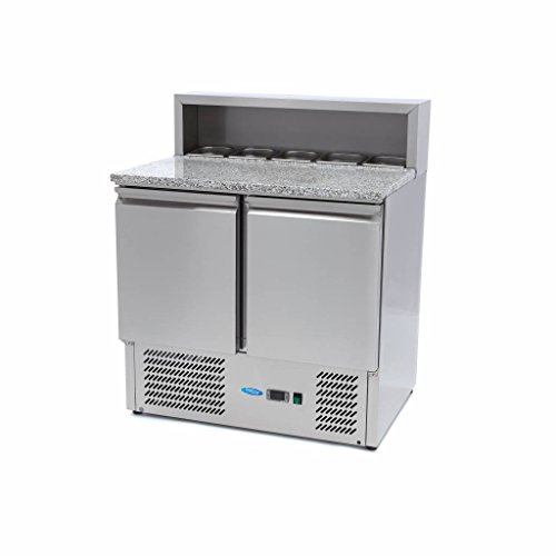 Maxima Gastro Pizzakühltisch - 90 cm - 2 Türen - Passt 5 x 1/6 GN - inkl. Edelstahlabdeckung von Maxima