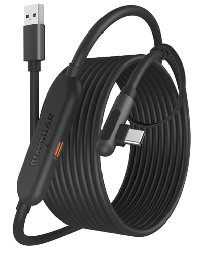 Maxonar Link Kabel mit Ladeanschluss 5M,Kompatibel mit Oculus Meta Quest 3/Quest 2/1/Quest Pro und Pico 4/PC Steam VR Zubehör,5Gbs High Speed USB 3.0 VR Ladekabel für VR Headset Accessories– Schwarz von Maxonar