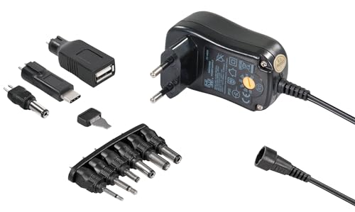 MaxTrack Stabilisiertes Schaltnetzteil mit 7 Spannungsstufen, 1000mA, USB A, USB C, 1,8m Kabel, Universelles Netzteil, DC Stecker, Netzteil mit Adapterstecker, mit Spannungsregler von Maxtrack