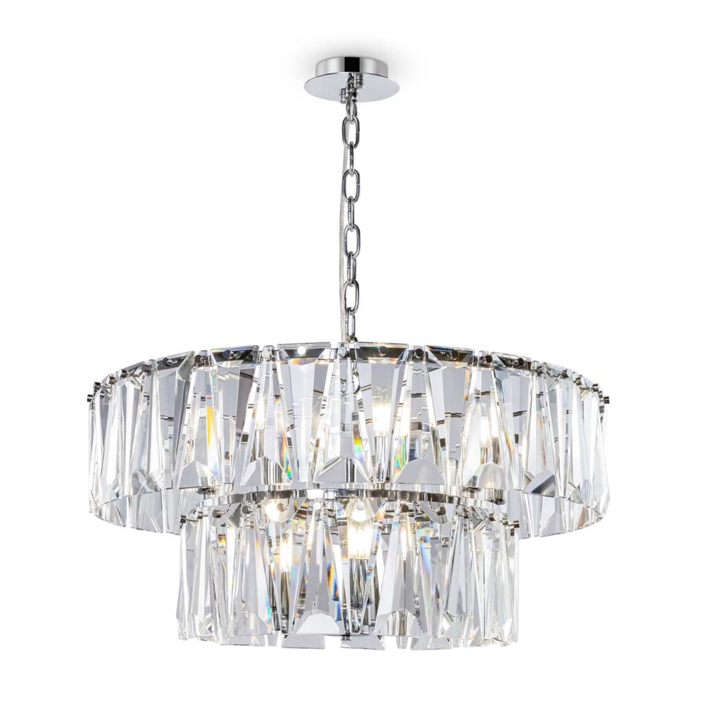 Pendelleuchte, Metall Chrom, Kristalle transparent, E14 von Maytoni