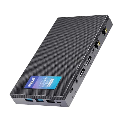 MeLE Quieter DL Fanless Mini PC mit Dual-LAN 2,5G, N100 16GB 512GB SSD, Full-Function USB-C, 4K HDMI Micro Desktop Computer. TDP bis zu 10W für Business, IoT, Büro von MeLE