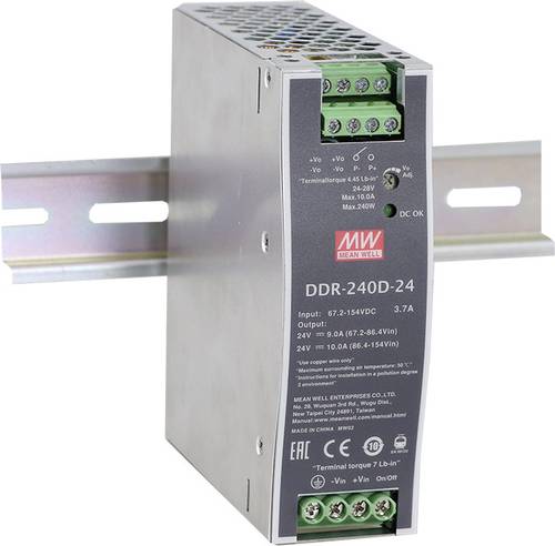 Mean Well DDR-240B-24 Hutschienen-DC/DC-Wandler (DIN-Rail) 24 V/DC 10A 240W Anzahl Ausgänge:1 x Inh von Mean Well