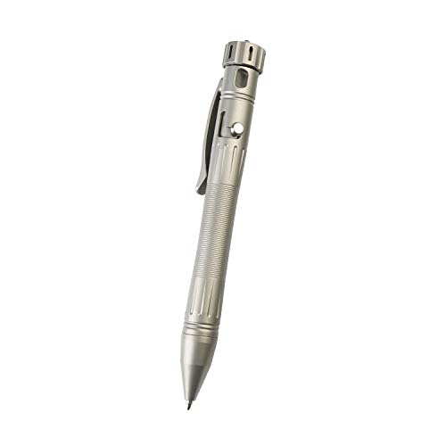 MecArmy TPX12 EDC Titan Bolt Action Pen mit Taschenclip und Loch für Schlüsselband,EDC einziehbarer Titan-Metall-Taschenstift,tragbarer massiver Titan-Metall-Kugelschreiber mit Lager(sandgestrahlt) von MecArmy