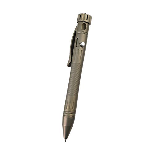MecArmy TPX12 EDC Titan Bolt Action Pen mit Taschenclip und Loch für Schlüsselband,EDC einziehbarer Titan-Metall-Taschenstift,tragbarer massiver Titan-Metall-Kugelschreiber mit Lager(vintage) von MecArmy