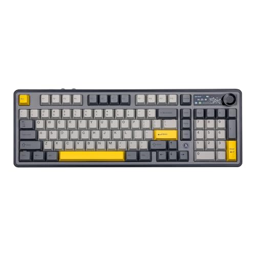 MechLands AJAZZ AK980 98% Mechanische Tastatur, BT5.0/USB-C/2.4GHz Wireless Gaming Tastatur, Hot Swappable Tastatur mit 1.14''TFT Bildschirm, Knopf, RGB für Win/Mac (Schwarz, Geschenk V2 Switch) von MechLands