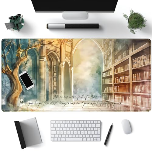 Dark Academia Mauspad Gaming MTG Playmat Bookish Desk Mat Adventure Extended Large Mousepad Aesthetic Art Mouse Pads XXL, Original Handgemalt Laptop Computer Maus Tastatur Matte von Mechanical Cattle