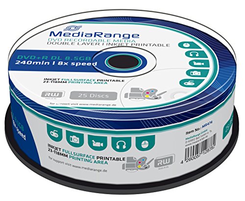 MediaRange MR474 DVD+R Double Layer 8,5GB (8 x Speed, bedruckbar, 25 Stück) von MediaRange