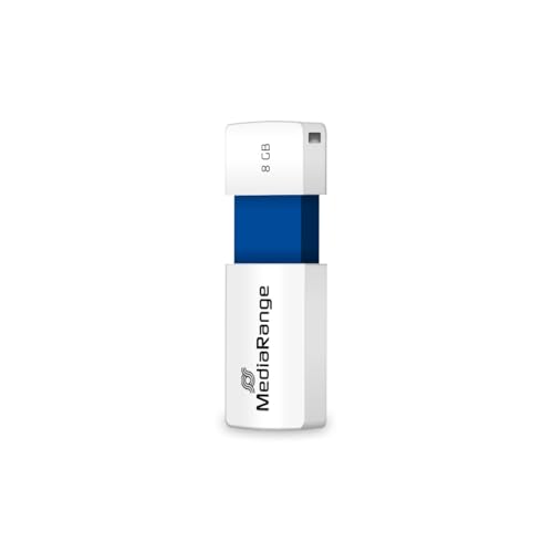 MediaRange USB 2.0 Speicherstick 8GB - Color Edition, Mini USB Flash-Laufwerk mit Schiebemechanismus, externe Speichererweiterung mit Lesegeschwindigkeit von bis zu 10 MB/s, Farbe Blau von MediaRange