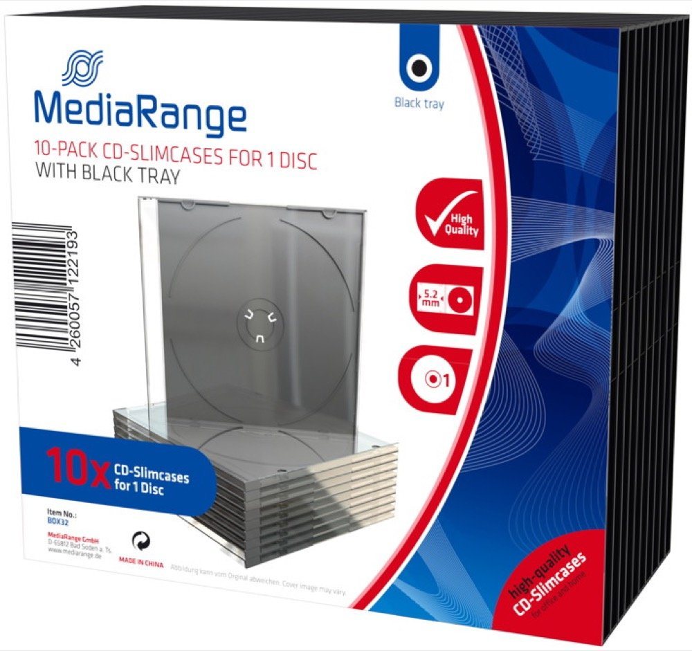 Mediarange CD-Hülle 10 CD Hüllen 1er Slimcase 5,2 mm für je 1 BD / CD / DVD schwarz Mediarange CD-Hülle 10 CD Hüllen 1er Slimcase 5,2 mm für je 1 BD / CD / DVD schwarz von Mediarange