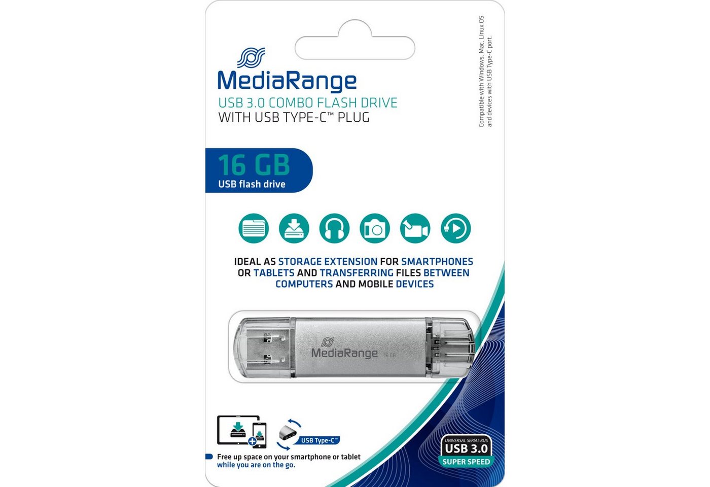 Mediarange MediaRange Kombo-Speicherstick 16 GB, USB-Stick, USB-Stick von Mediarange