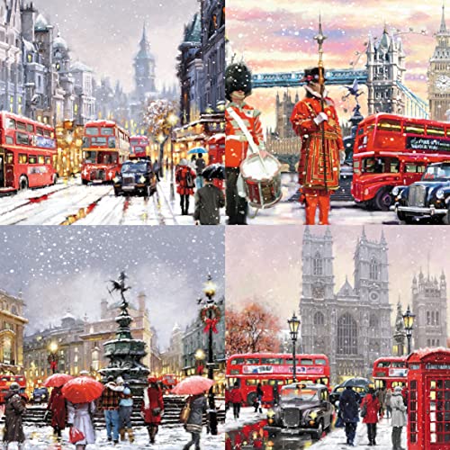 Kunst-Weihnachtskarten (MED5734) Londoner Szenen, Box mit 16 Karten, 4 Designs von Medici Cards