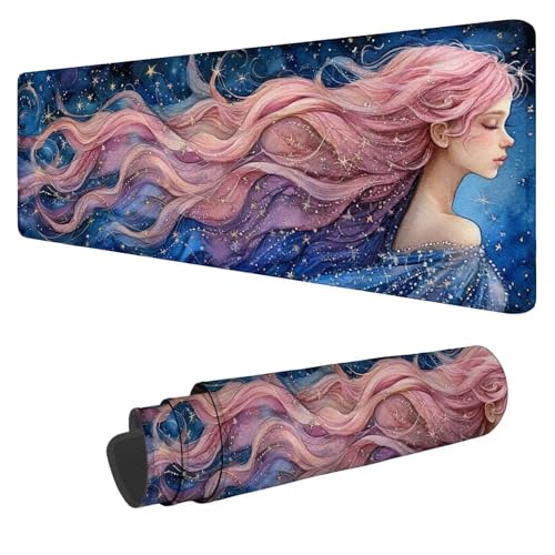 Gaming Mauspad XXL 1200x600x3mm Rosa Mousepad Groß Schreibtischunterlage Mauspad Mädchen,Mouse Pad mit Vernähten Kanten,Wasserdicht und rutschfest for Home Desk Office Deko,Geschenke von Mefooge