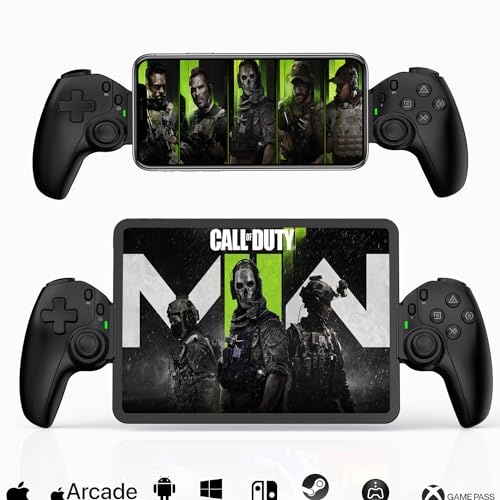 Megadream Mobile Game Controller für iPhone/iPad/Android/Tablet/Switch/PS4/PC, Ersatz für PS Portal, Kabelloses Gamepad mit Hall-Effekt Joystick & Trigger/Turbo/Support Streaming/Cloud Gaming-Schwarz von Megadream