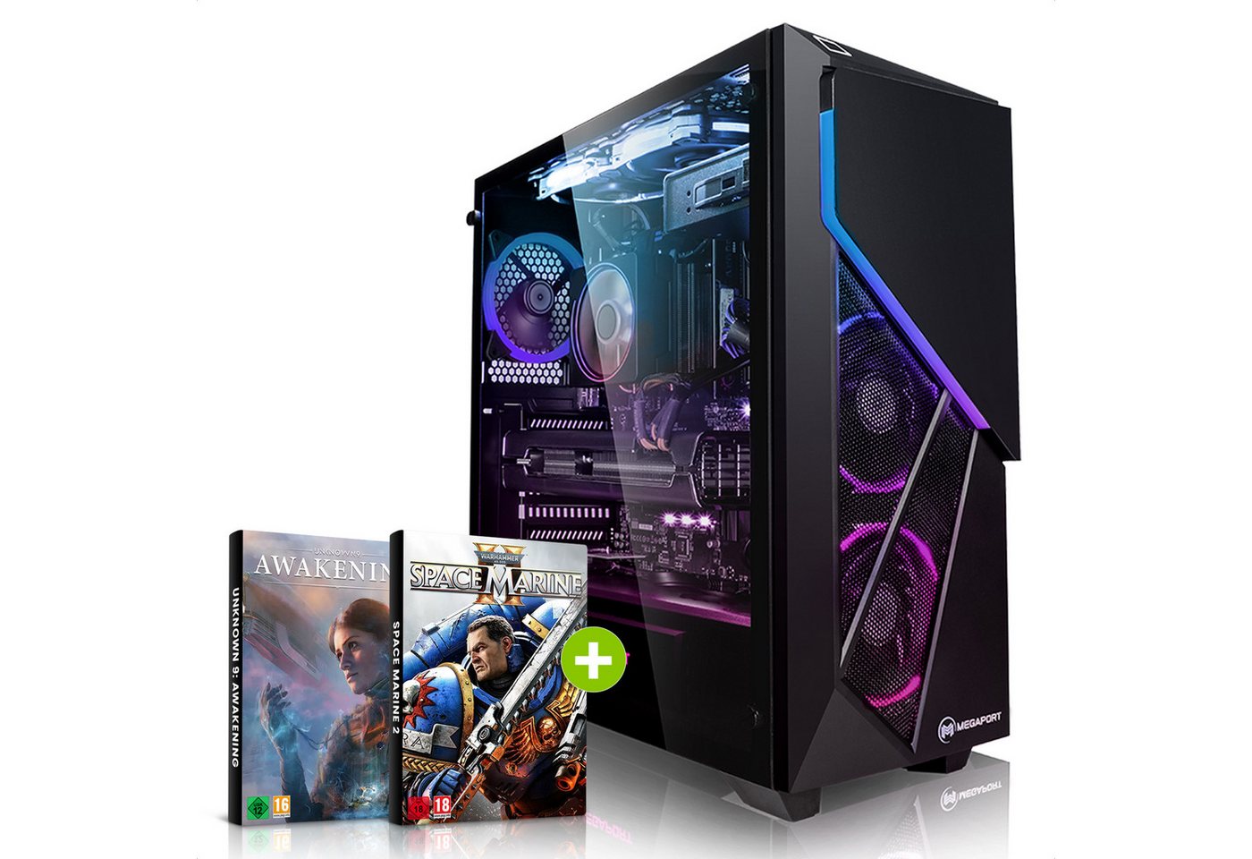 Megaport Gaming-PC (AMD Ryzen 7 9700X, Nvidia GeForce RTX 4060Ti 8GB, 32 GB RAM, 1000 GB SSD, Luftkühlung, Windows 11, WLAN) von Megaport