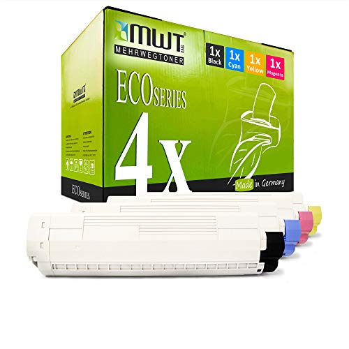 4X MWT Toner für Oki MC 853 873 wie Set Black Cyan Magenta Yellow Patronen Druckerpatronen von Mehrwegtoner