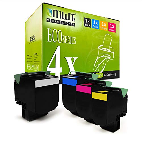 Mehrwegtoner 4X XL Toner im Set kompatibel für Lexmark CS417dn CS517de CX417de CX517de ersetzt 71B0H10-H40 mit ca. 1x6.000/3x3.500 Seiten von Mehrwegtoner