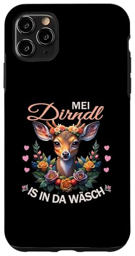 Hülle für iPhone 11 Pro Max Goldener Hirsch Blumen Damen Trachtenshirt Rehkitz Trachten von Mei Dirndl is in da Wäsch Reh Trachtenbluse Damen