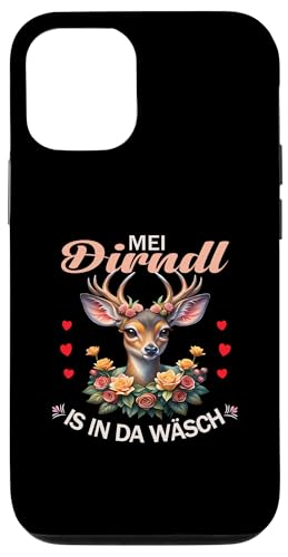 Hülle für iPhone 12/12 Pro Damen Trachtenshirt Goldener Hirsch Blumen Rehkitz Trachten von Mei Dirndl is in da Wäsch Reh Trachtenbluse Damen