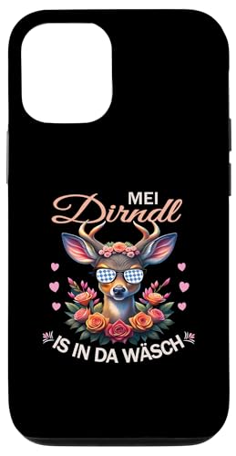 Hülle für iPhone 13 Damen Trachtenshirt Goldener Hirsch Blumen Rehkitz Trachten von Mei Dirndl is in da Wäsch Reh Trachtenbluse Damen