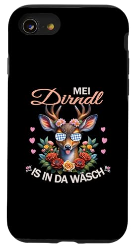 Hülle für iPhone SE (2020) / 7 / 8 Damen Trachtenshirt Goldener Hirsch Blumen Rehkitz Trachten von Mei Dirndl is in da Wäsch Reh Trachtenbluse Damen