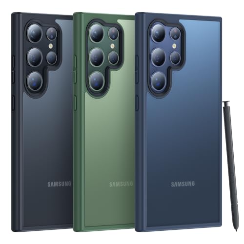 Meifigno Magie Serie Kompatibel mit Samsung Galaxy S24 Ultra Hülle 6,8 Zoll, [Militärgeprüft] Durchscheinend Matt Rückseite mit weichen Rahmen Handyhülle für Galaxy S24 Ultra 5G Hülle, Blau von Meifigno