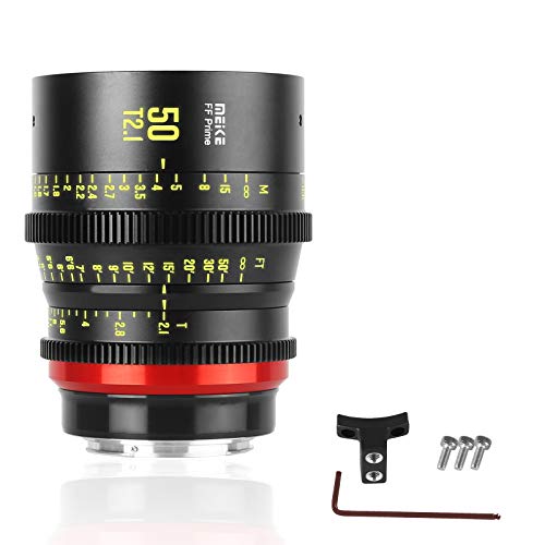 Meike 50 mm T2.1 Vollrahmen manueller Fokus Weitwinkelobjektiv für Canon EF Mount und Cine Camcorder ZCAM E2-F6, E2-F8, Canon EOS C500 Mark II und S35 EOS C100 Mark II, EOS C200, Zcam E2-S6 6K von Meike