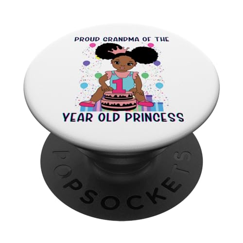 Stolze Oma der 1-jährigen Prinzessin Black Melanin Nana PopSockets mit austauschbarem PopGrip von Melanin Birthday Shopp