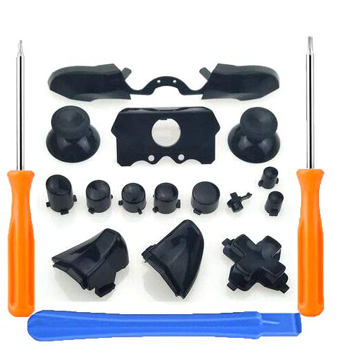 Komplettes Set Dpad Bumper Triggers Buttons RT LT RB LB Button ABXY Tasten mit Daumenstick für Xbox One Elite Xbox One E Controller Ersatz mit T6 T8 Schraubendreher (schwarz) von Melody Sophia