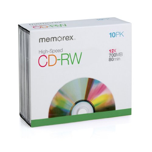 Memorex CD-RW-Medien, 700 MB/80 Minuten, 12 x CD-RW, 10 Stück von Memorex