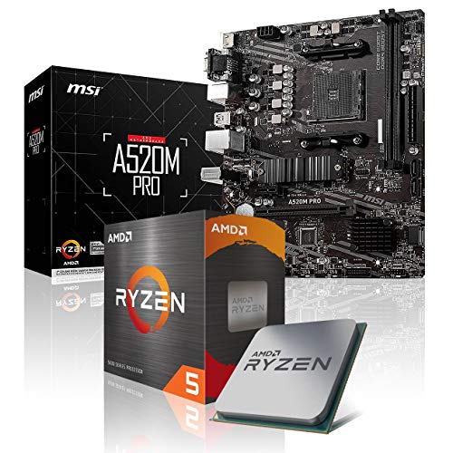 Memory PC Aufrüst-Kit Bundle Ryzen 5 4500 6X 3.6 GHz Prozessor, A520M Pro Mainboard (Komplett fertig zusammengebaut inkl. Bios Update und Funktionskontrolle) von Memory PC