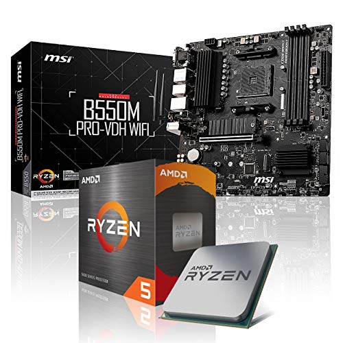 Memory PC Aufrüst-Kit Bundle Ryzen 5 5500 6X 3.6 GHz Prozessor, B550M PRO-VDH Wi-Fi Mainboard (Komplett fertig zusammengebaut inkl. Bios Update und Funktionskontrolle) von Memory PC