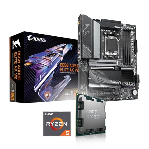 Memory PC Aufrüst-Kit Bundle Ryzen 5 8500G 6X 3.5 GHz Prozessor, 16 GB DDR5, GIGABYTE B650 AORUS Elite AX V2 Mainboard (Komplett fertig zusammengebaut inkl. Bios Update und Funktionskontrolle) von Memory PC